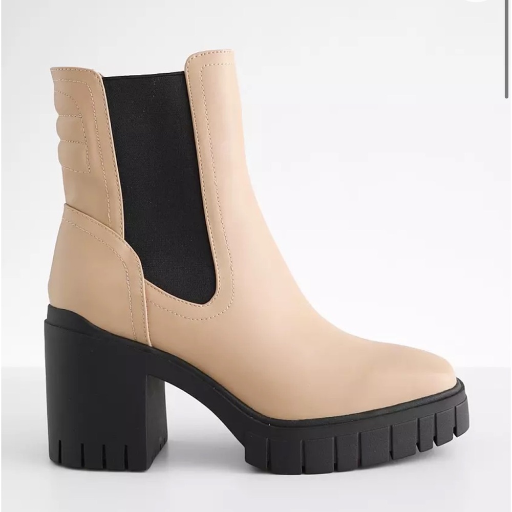 MIA Beige and Black Heeled Boots